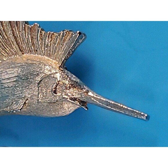 Vintage Swordfish Sailfish Brooch Gold Tone Martin Marine Fisherman Statement - Picture 6 of 12